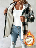 Women's Autumn/Winter Loose Plaid European/American Style Hooded Casual Top Jacket - Green Plaid