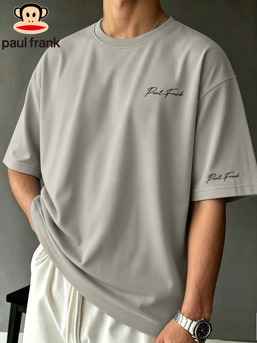 Paul Frank Summer Men's Pure Cotton Street Style Refreshing Pullover Short-Sleeve T-Shirt - 【Light Grey】