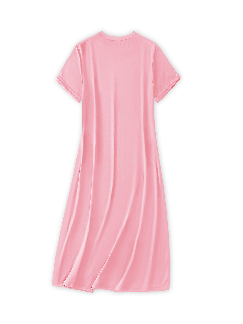 Summer Women's Fashion Dress, Letter Print Casual Dress, Elegant Round Neck Short Sleeve Chic Dress, Graceful Vacation Style, Beach Dress, Suitable for Outdoor and Daily Wear, Women's Clothing - Pink