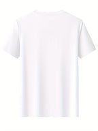 100%  Men's T-Shirt, Summer Lightweight Breathable Sweat Absorbent for Outdoor and Home Wear - White