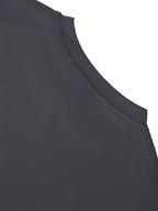 Men's American Street Style Printed T-Shirt, Summer Casual Crew Neck Top, Featuring Unique Split-Screen Black and White Landscape Pattern with Palm Trees, Beach Scenes and Artistic Slogan, Soft Breathable Fabric for Daily Wear, Va - Graphite Color