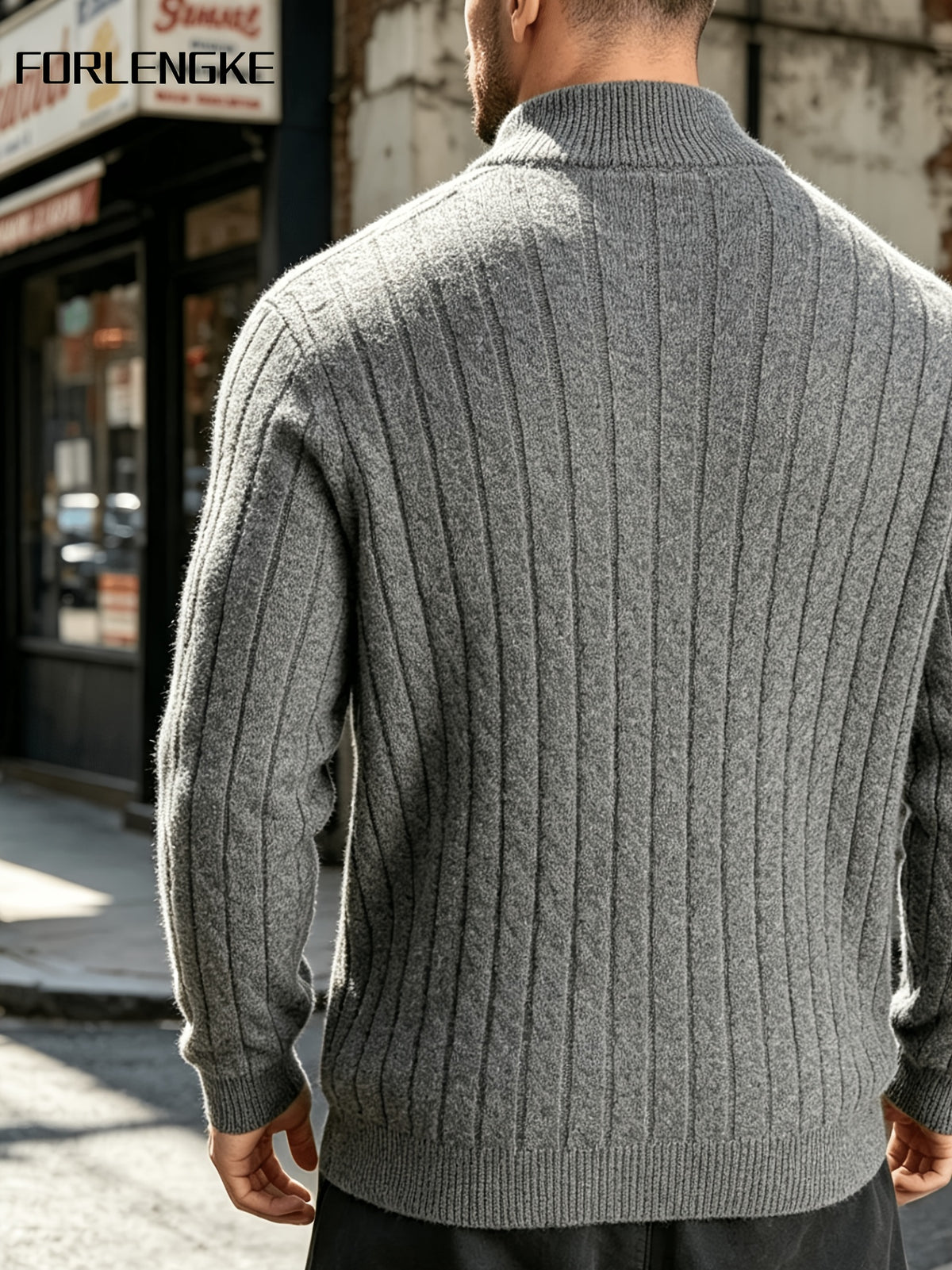 FORLENGKE Autumn/Winter Men's Zipper Cable Knit Cardigan, Three-Dimensional Twisted Floral Texture Knit Outerwear, Solid Color Simple Cuff Long Sleeve Top, Streetwear Commute Daily Casual Wear, Versatile Spring/Autumn Men's Outer Knit Cardigan - Grey