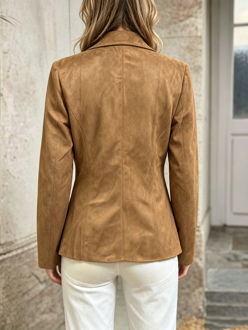 YY260604023, Women's Daily Commute Two-Button Lapel Straight-Leg Casual Blazer, Basic Long Sleeve Cuffs, Minimalist Temperament Style Casual Work Jacket, Weekend Shopping and Short-Distance Travel Top - Dark Brown