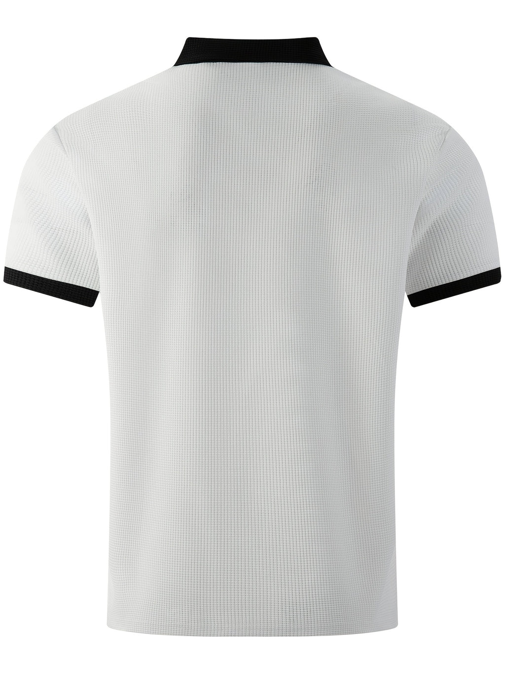 High-quality Men's Design Zippered Short-sleeved Polo Shirt, Contrasting Color Collar Design, Soft Fabric, Comfortable Experience, Versatile and Trendy Style, Suitable for Various Occasions Such as Traveling, Shopping, Casual Walking, Etc. - White