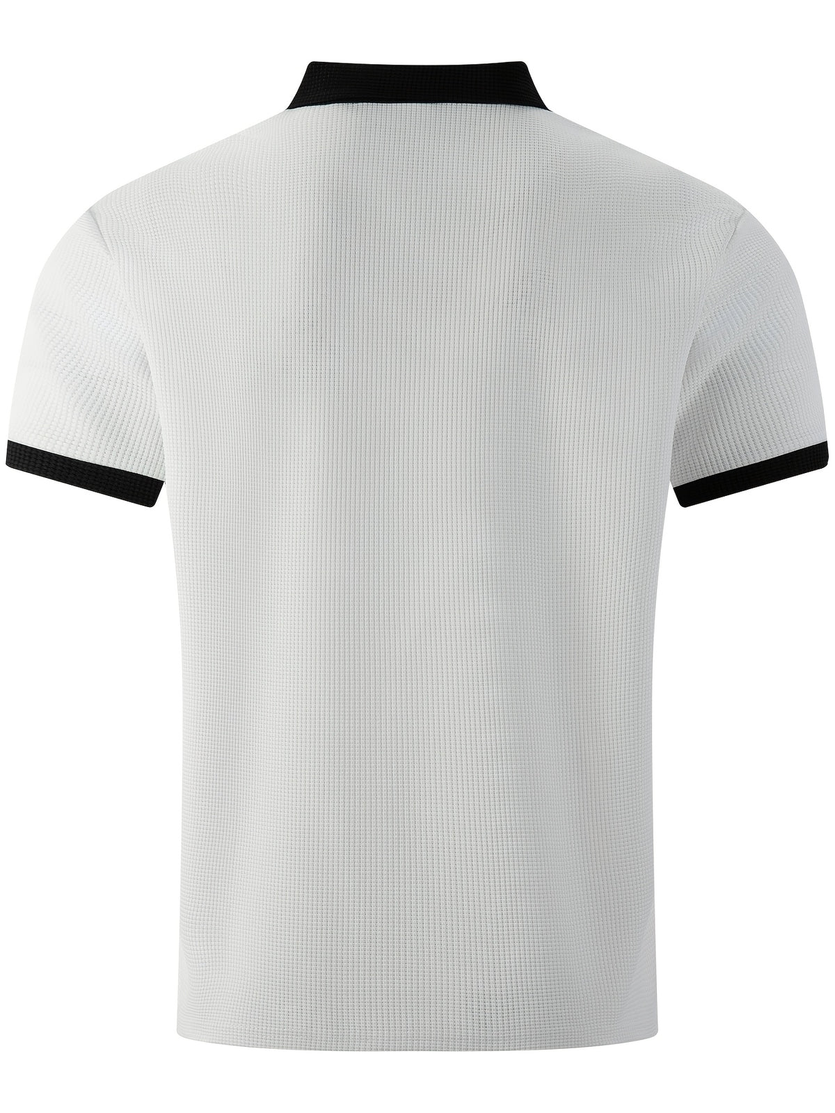 High-quality Men's Design Zippered Short-sleeved Polo Shirt, Contrasting Color Collar Design, Soft Fabric, Comfortable Experience, Versatile and Trendy Style, Suitable for Various Occasions Such as Traveling, Shopping, Casual Walking, Etc. - White