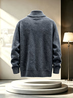 Men'S Stand Collar Zip-Up Knitted Cardigan for Fall Winter, Solid Color Long Sleeve Fleece Lined Casual Sweater Coat, Slim Fit And Versatile for Daily Wear - Dark Gray