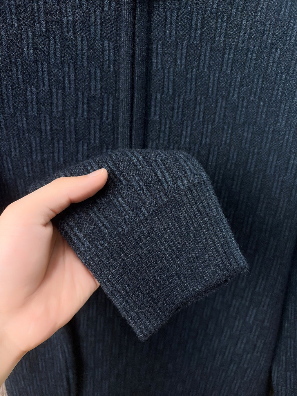 Autumn Winter Knit 3D Solid Round Neck Half-Zip Sweater, Basic Knit Pullover Top for Men, Fashionable Long Sleeve HJ - Blue