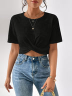 Women'S Fashion Short Sleeve T-Shirt - Black