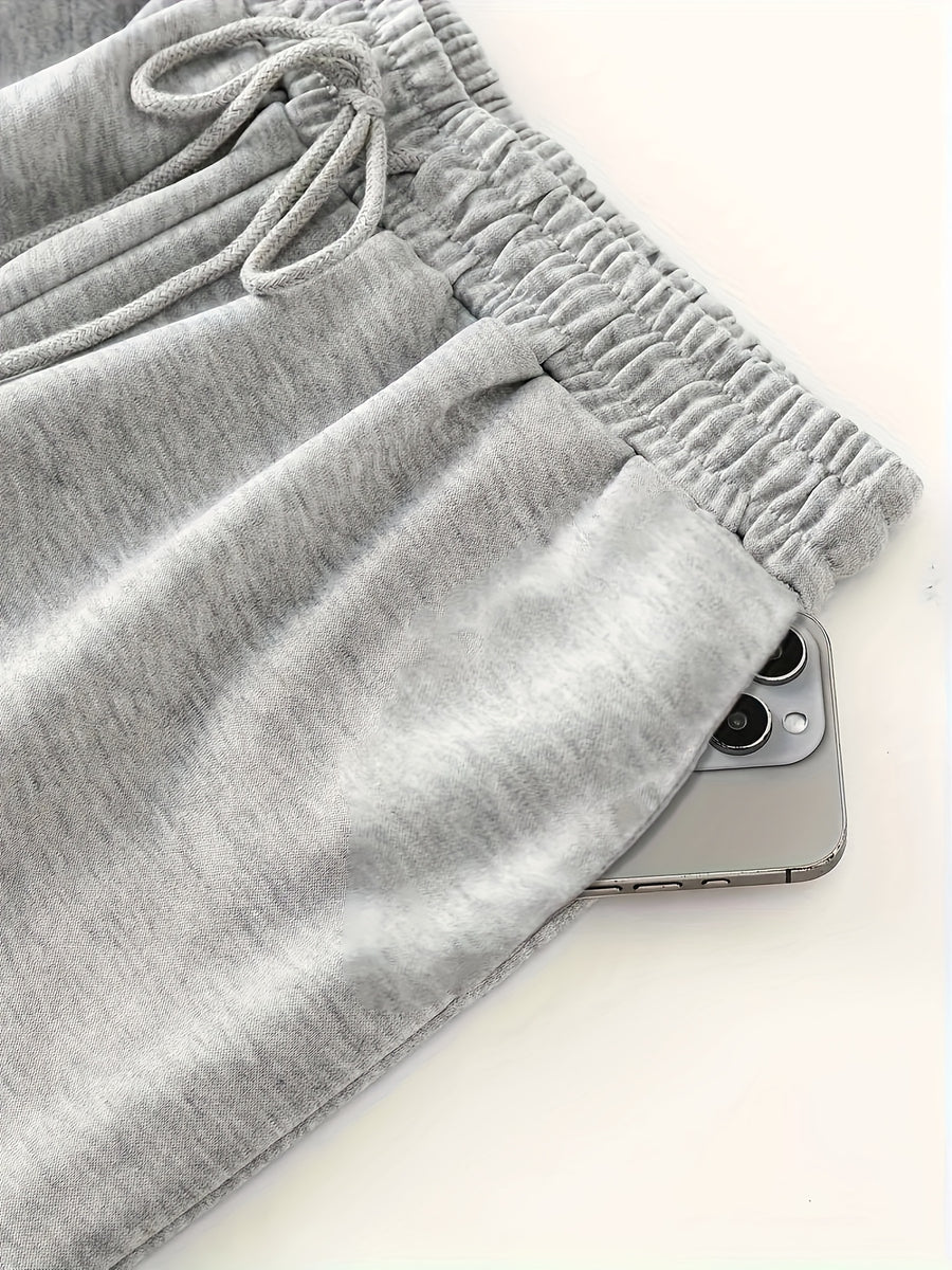 Fashion Women'S Jogging Bottoms - Drawstring Waist, Elasticated Cuffs, Fabric, All-Season Comfort with Trendy Print - Grey