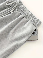 Fashion Women'S Jogging Bottoms - Drawstring Waist, Elasticated Cuffs, Fabric, All-Season Comfort with Trendy Print - Grey