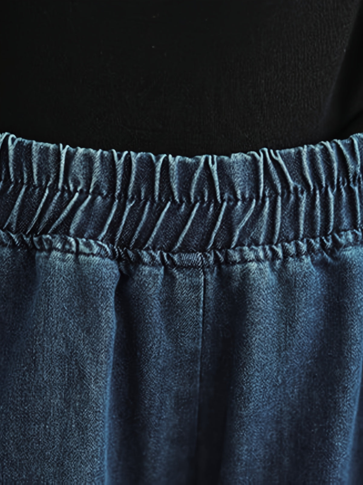 2026 New Women'S Loose Casual Elastic Waist Tie-Dye Gradient Denim Wide-Leg Trousers - Blue
