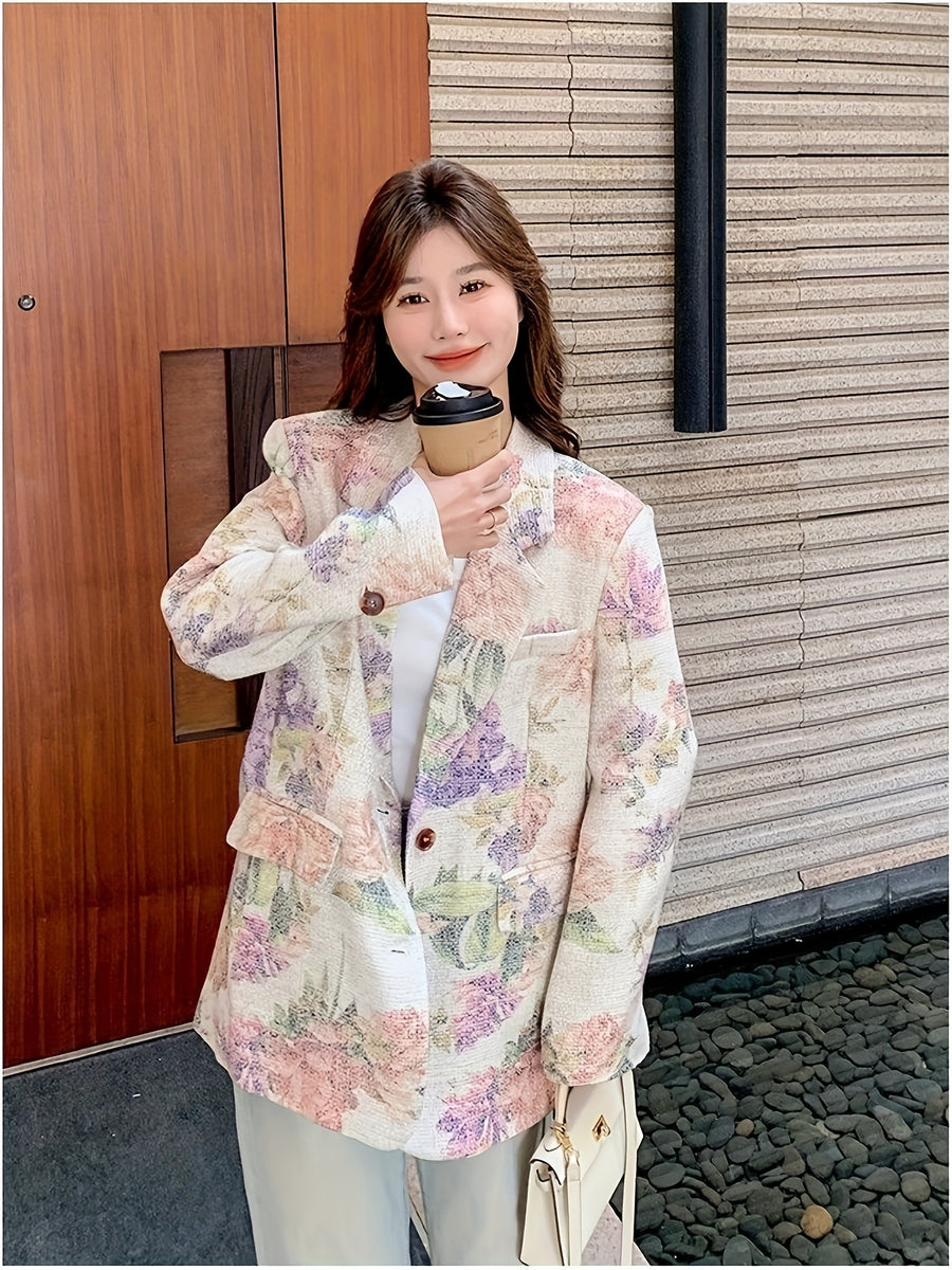 French-Style Vintage Printed Blazer for Women, 2025 Autumn New Arrival, Unique Design, Niche, Exquisitely Beautiful, Elegant, and Trendy Blazer - Multicolor