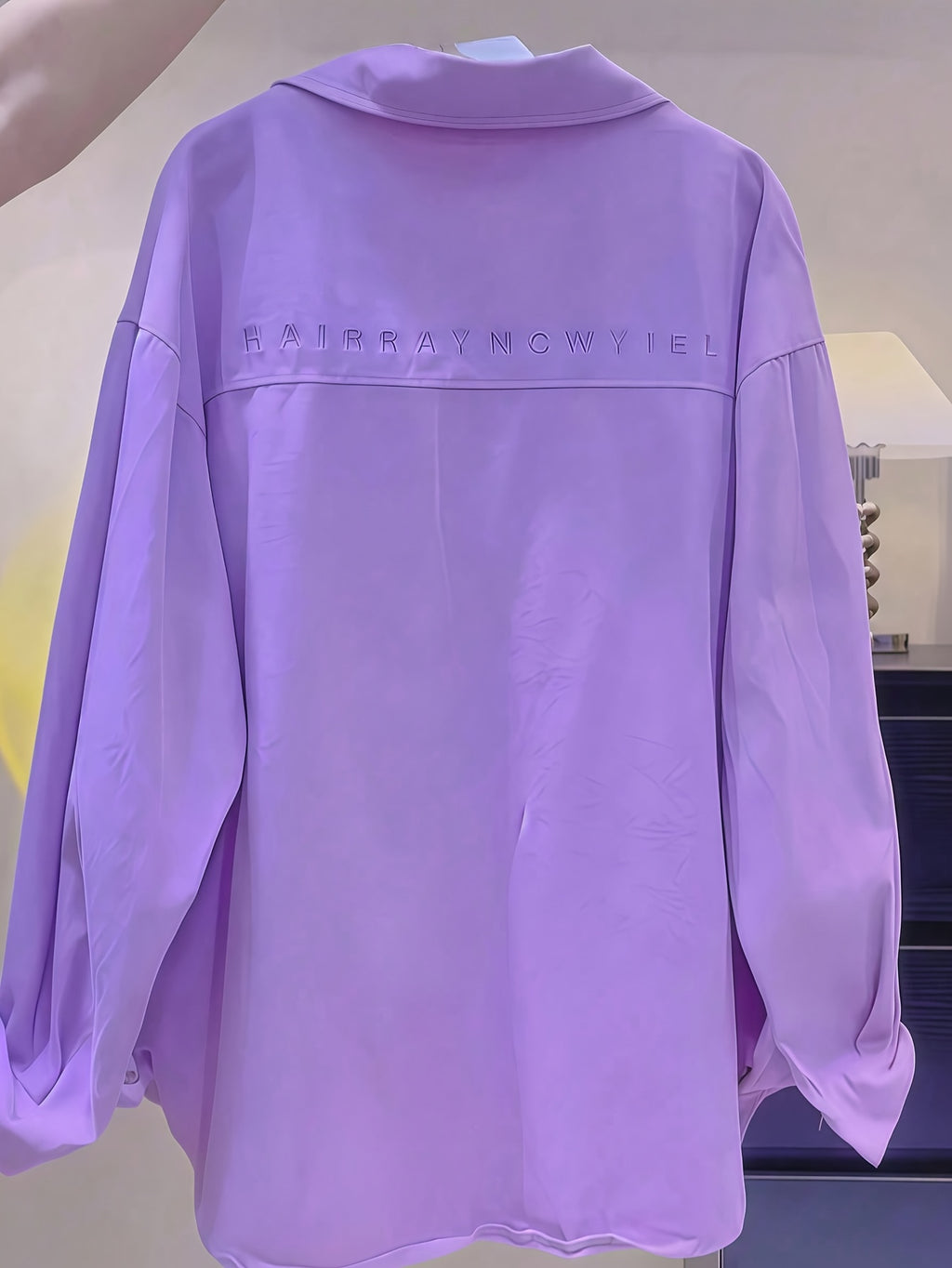 Women'S Purple Button-Front Shirt Collar Blouse, Long Sleeve Regular Fit Fabric Top, Suitable for Casual Wear - Purple