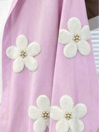 Women's Pretty Shirt, Floral Print Blouse with Faux Pearl Embellishments, Women's Long Sleeve Shirt, Printed Design - Not Textured ZD260727076 - Mixed Color 3