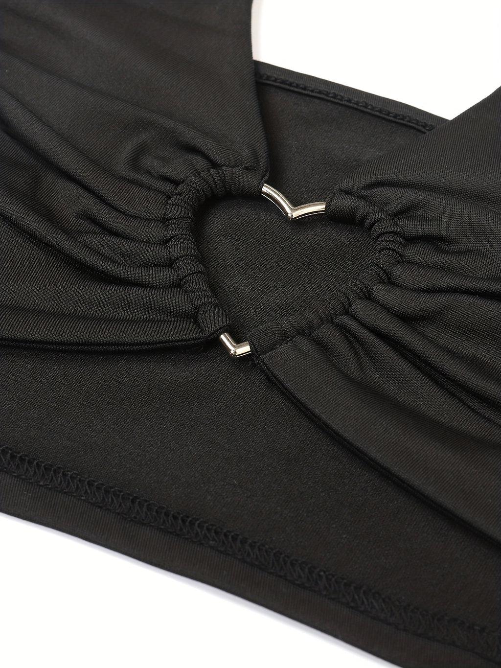 Heart Ring Linked Lace Up Halter Top, Y2K Sexy Backless Halter Top For Summer, Women's Clothing - Black