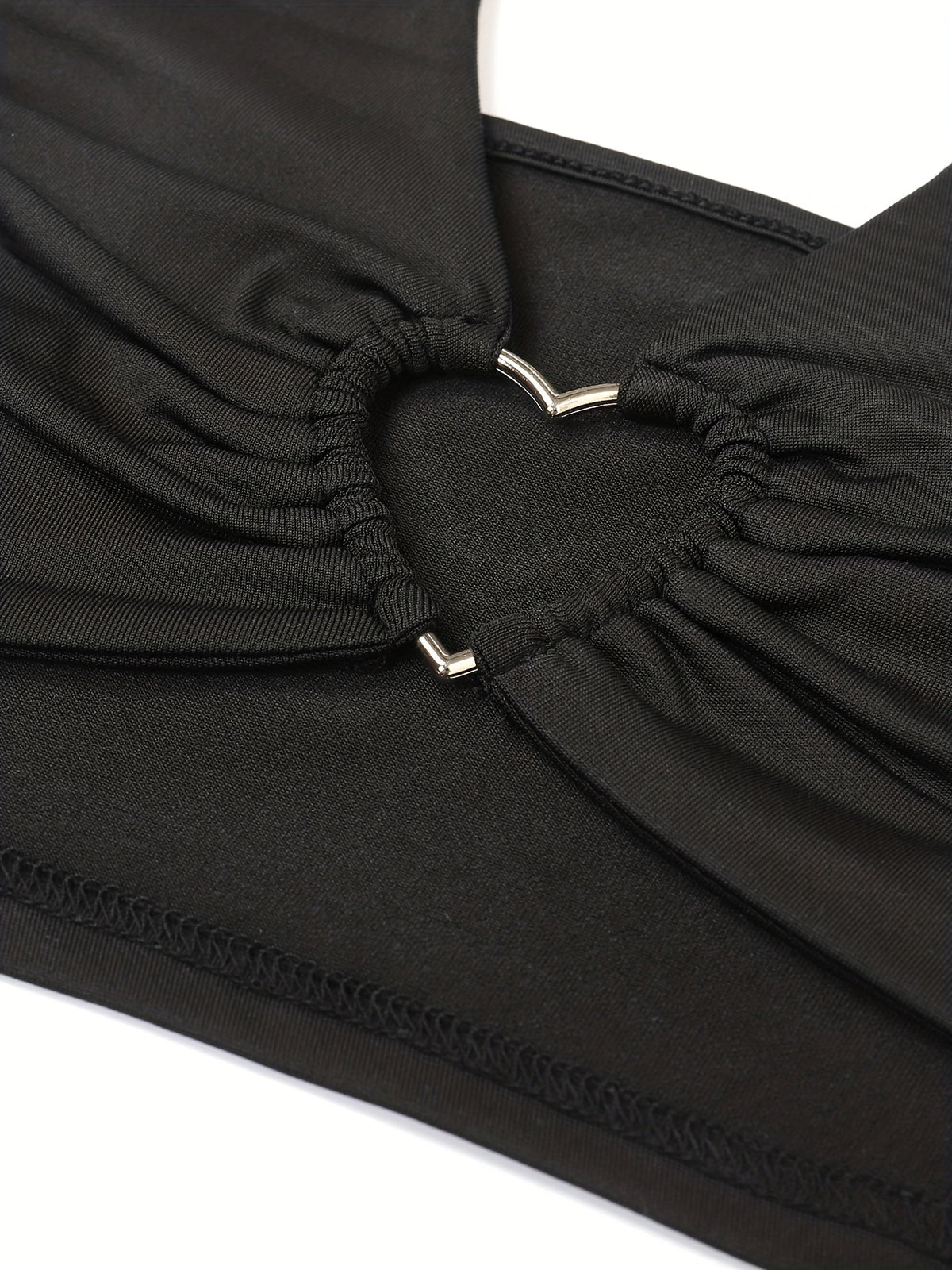 Heart Ring Linked Lace Up Halter Top, Y2K Sexy Backless Halter Top For Summer, Women's Clothing - Black