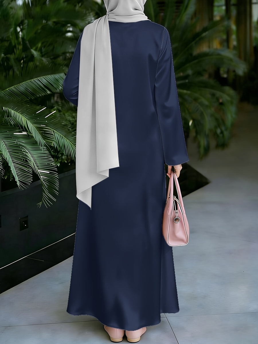 New Middle Eastern Style Muslim Elegant Robe, Featuring Middle Eastern Ethnic Print And Long Dress Design, Suitable for Eid Al-Fitr And Eid Al-Adha, This Loose, Comfortable, And Breathable Long Sleeve Dress Is Perfect for Commuting And Vacation - Mixed colors