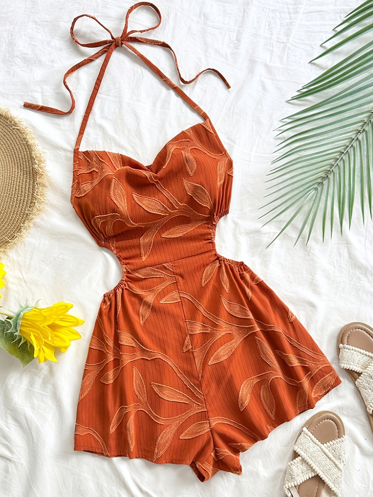 Ladies' Orange Casual Jumpsuit - Orange