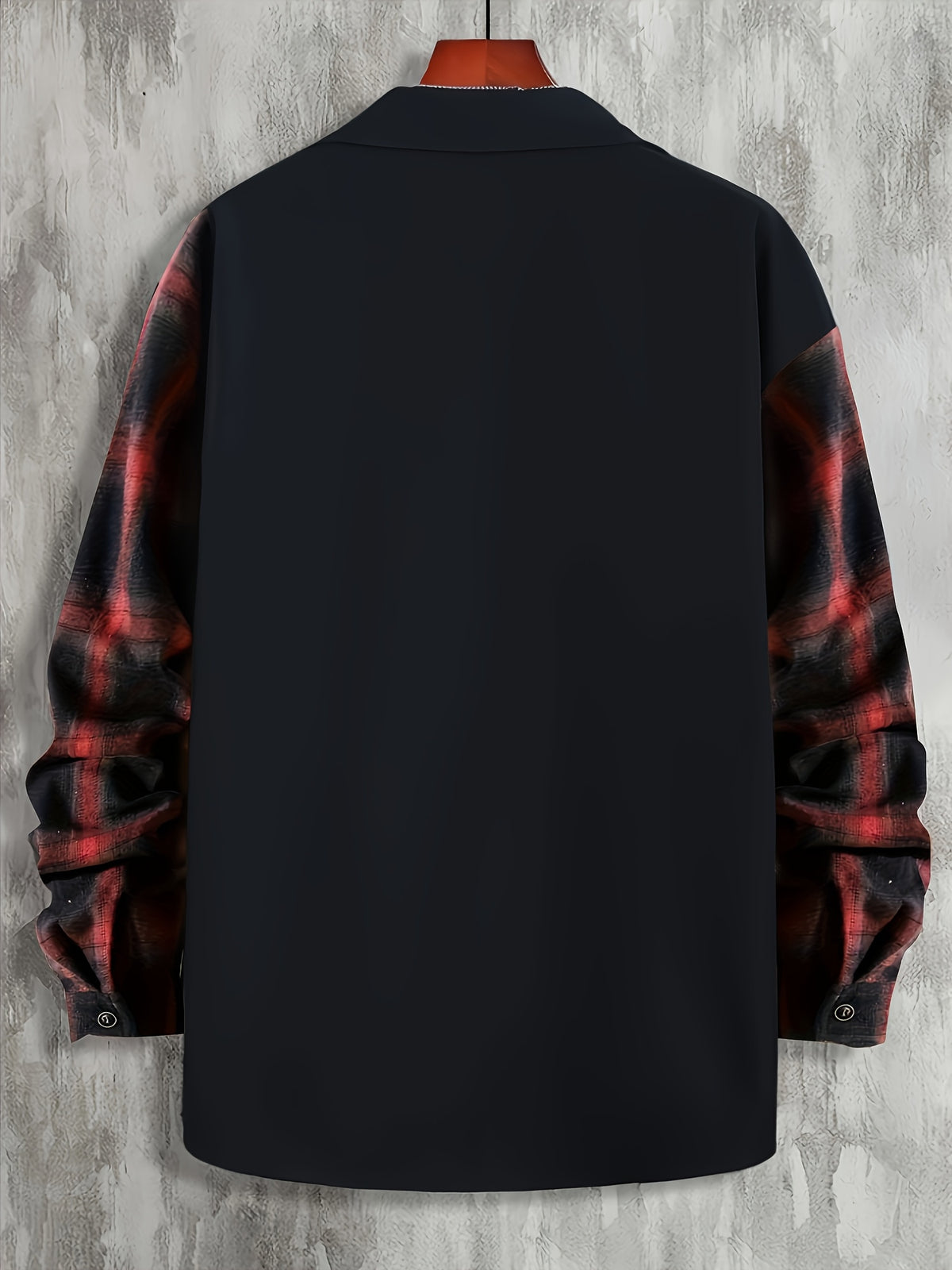 Men'S Casual Plaid Pocket Long-Sleeved Shirt Autumn And Winter Versatile Classic Business Top Stitching Shirt - Red