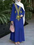 Women'S Middle Eastern Style Muslim Elegant Robe Dress, Suitable for Malaysian Dress, Dubai Saudi Modest Printed Long Skirt, Wide Sleeve Loose Flared, for Banquets, Prayer, And Important Occasions, Comfortable Fabric Non- Craft - Mixed colors
