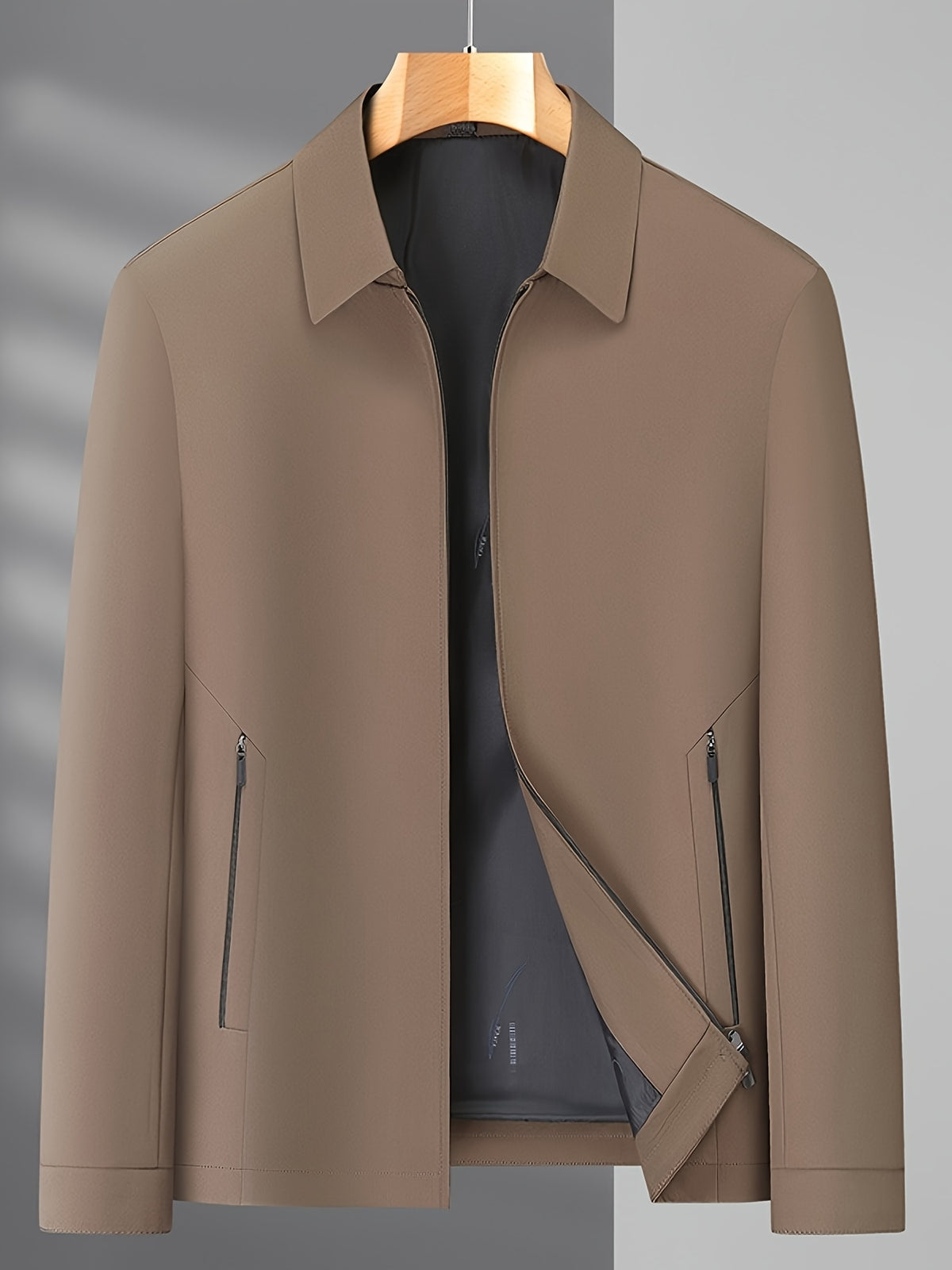 Executive Jacket, Short Style for Cadres, New Spring/Autumn Collection, Lapel Business Jacket for Middle-Aged Men - 40141-Professional Dad Style - 2593 Khaki