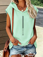 Loose-Fit Comfortable Style, Hooded Design with Printed Pattern, Comfortable And Versatile Style, New Summer Y2K Style Women'S, Elegant, Fashionable, And Comfortable T-Shirt Top - Viridity