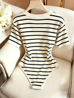Women's Fitted V-Neck Top with Waist Pleats - Black Striped Shirt, Medium Stretch Suitable for Spring/Summer, Machine Washable Elegant Casual Wear for Office, Semi-Formal Events & Layering - Apricot