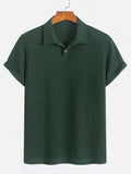 Thin and Breathable Men's Business Polo Shirt, Short Sleeve, Golf Sport, Simple Solid Color Design, Durable and Versatile for Daily Casual Wear, Men's Summer Short Sleeve - Dark Green