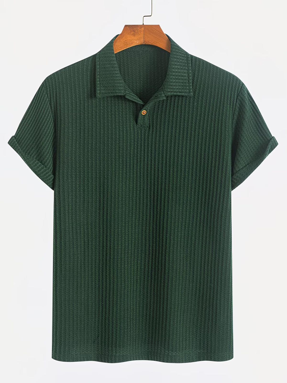 Thin and Breathable Men's Business Polo Shirt, Short Sleeve, Golf Sport, Simple Solid Color Design, Durable and Versatile for Daily Casual Wear, Men's Summer Short Sleeve - Dark Green