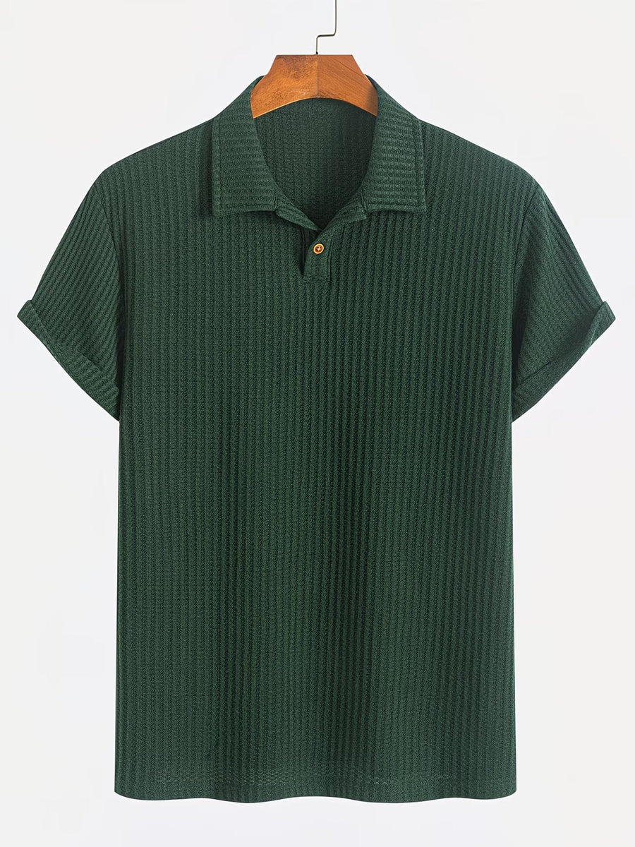 Thin and Breathable Men's Business Polo Shirt, Short Sleeve, Golf Sport, Simple Solid Color Design, Durable and Versatile for Daily Casual Wear, Men's Summer Short Sleeve - Dark Green
