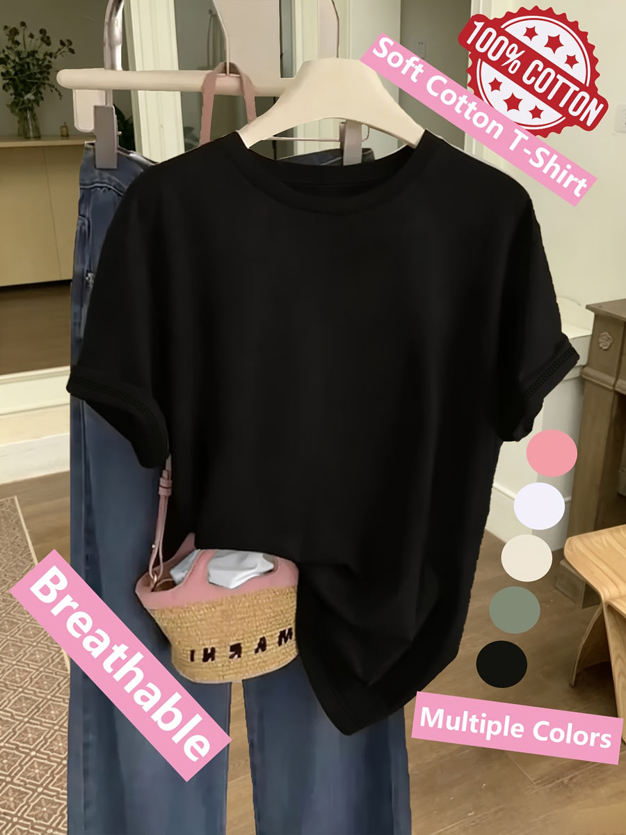 Women'S 100% Short Sleeve T-Shirt, Sunflower Graphic Print Loose Fit Casual Top, Trendy Comfortable Soft Skin-Friendly Tee, Multi-Color Options, Perfect for Daily Commute, Travel, Dating, And Casual Outings - Deep Grey