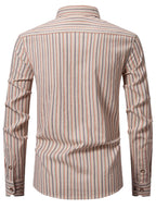 Old Money Outfits Men's Colorful Striped Button- Long-Sleeve Vintage Shirt, 100%  Casual Business Shirt, Lightweight and Breathable, Versatile Long-Sleeve Top for Daily Wear, Office, and Weekend Outings - Mixed colors