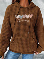 Graphic Print Hoodie, Drawstring Casual Hooded Sweatshirt for Fall And Spring, Women'S Clothing - Coffee Brown