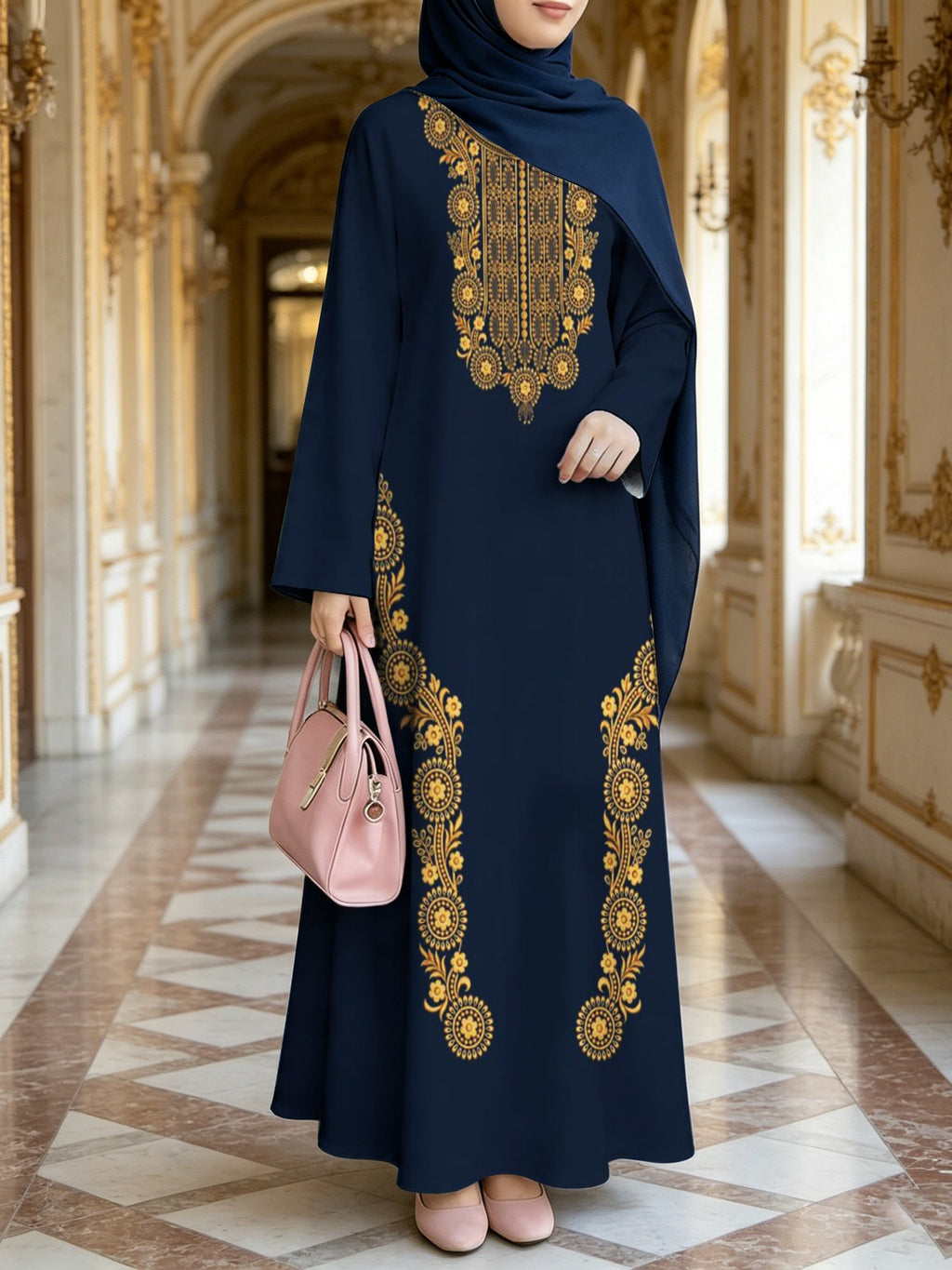 Hot Muslim Women'S Wear Arrives Women'S Dress Classic Loose Fit Middle Eastern Traditional Robe Wealthy Muslim Long Skirt Long Abaya Restoring The Essence of Middle Eastern Traditional Robe, an Elegant Long Dress Suitable for Prayer, Commuting - Mixed Color B
