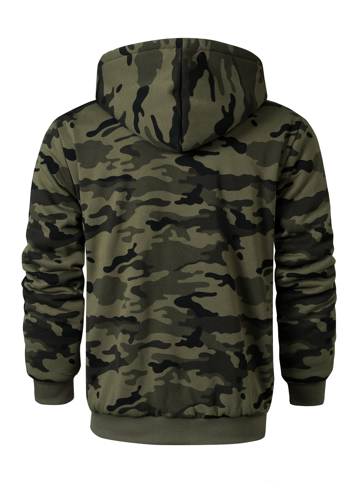 Men's Camouflage Outdoor Sports Hoodie, Soft Warm -Lined Hooded Sweatshirt with Kangaroo Pocket, Hunting - fern green