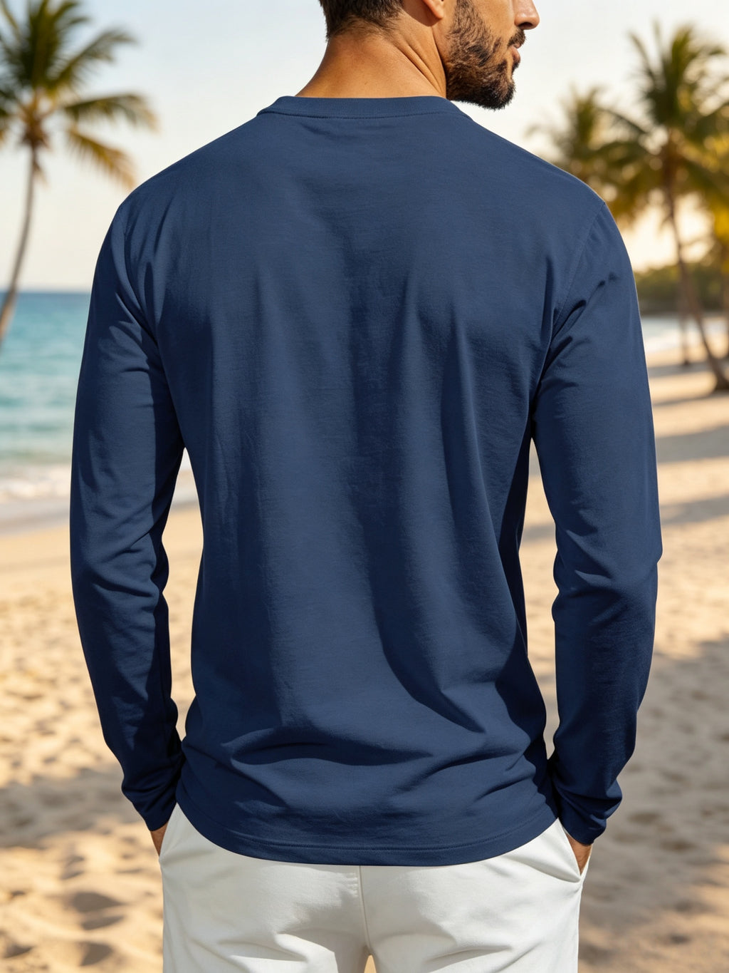 Men's Henley Long Sleeve T Shirts, Solid Color Crew Neck Pullover Tops with Chest Pocket, Breathable Soft Casual Loose Fit Long Sleeve Shirts, All Seasons Basic Undershirt for Daily Commute Outdoor, Versatile Minimalist Men Clothing Multiple Sizes& - Blue