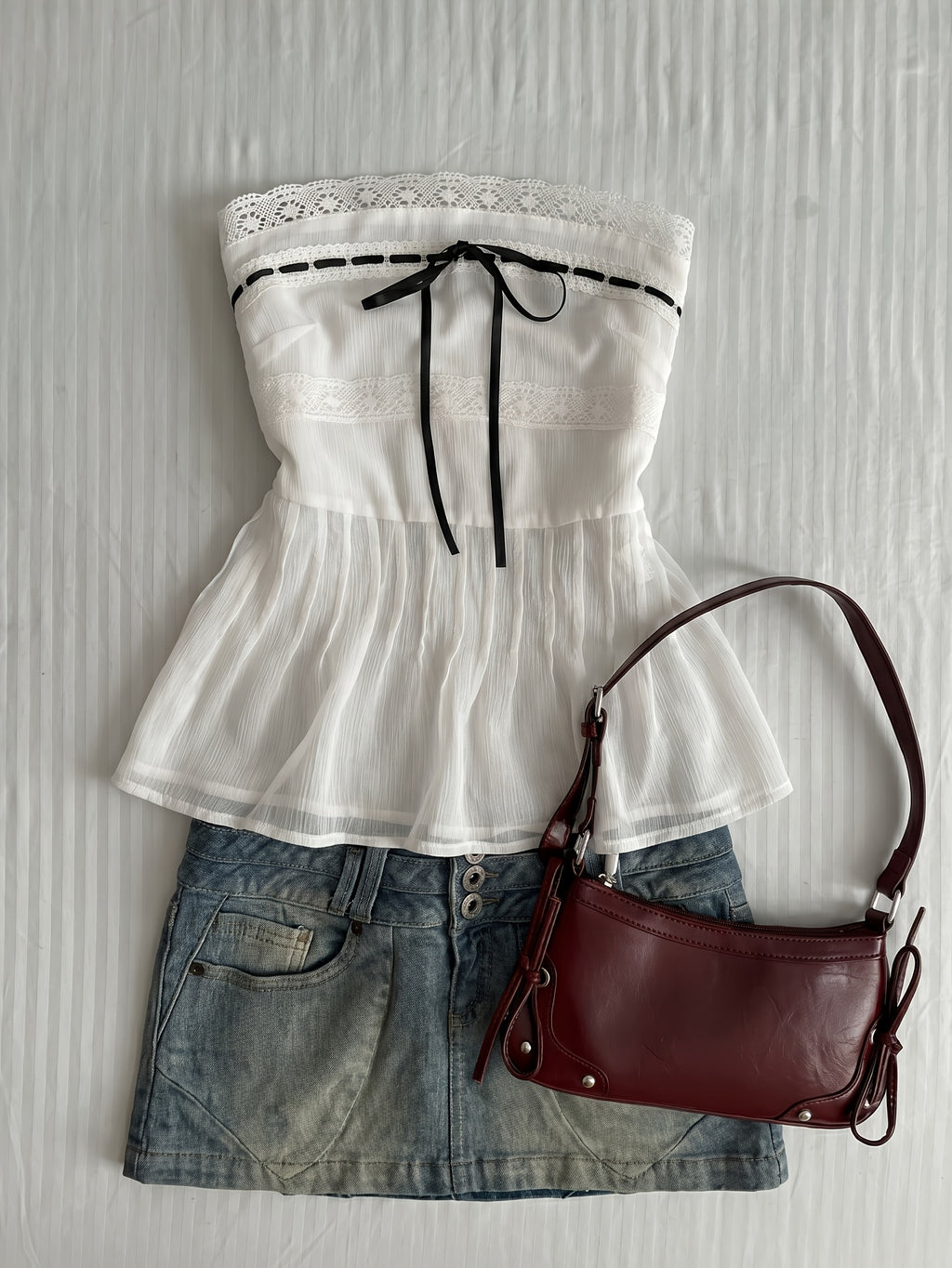 French Style Tie-Bow Camisole Vest Women'S Lace Trim Cinched Waist Chiffon Ruched Sleeveless Top - White