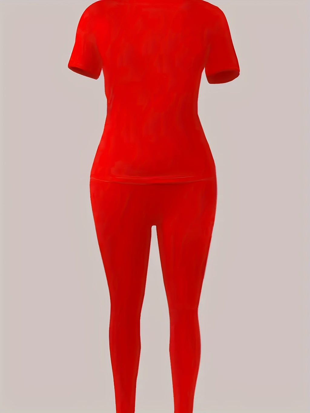 XDCH12L92 European and American Women's Casual Sporty Round Neck Loose Short Sleeve Long Pants Set with Unique Print Two-Piece Outfit - Red