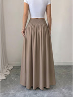 Women'S Button-Long Skirt, Fashionable Versatile Vacation Office Christmas Date Spring Autumn New - Khaki
