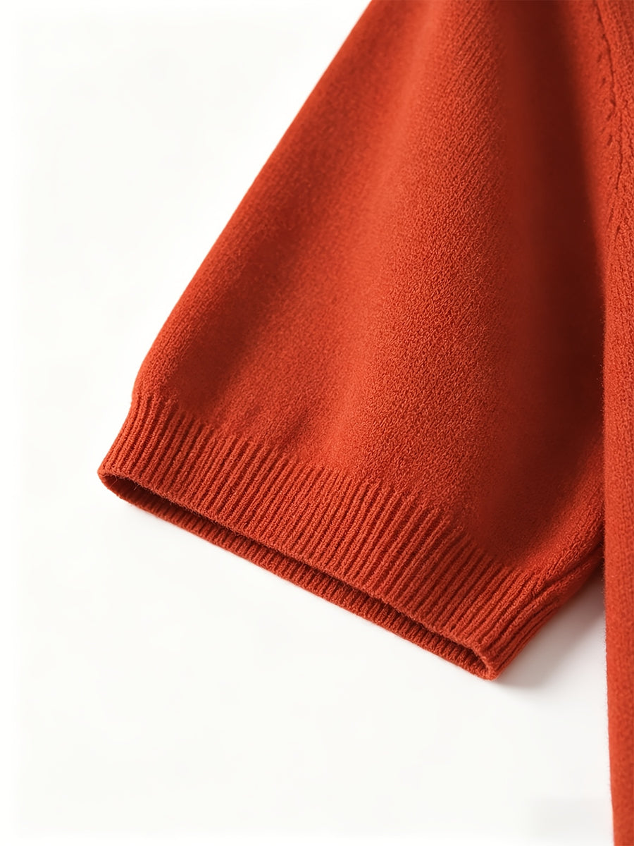 Men's Breathable Short Sleeve T-Shirt - Solid Color Round Neck Base Layer, Casual & Business Versatile Opaque Shirt, Machine Washable Suitable for Office Wear, Layering, Everyday Use - Brick Red