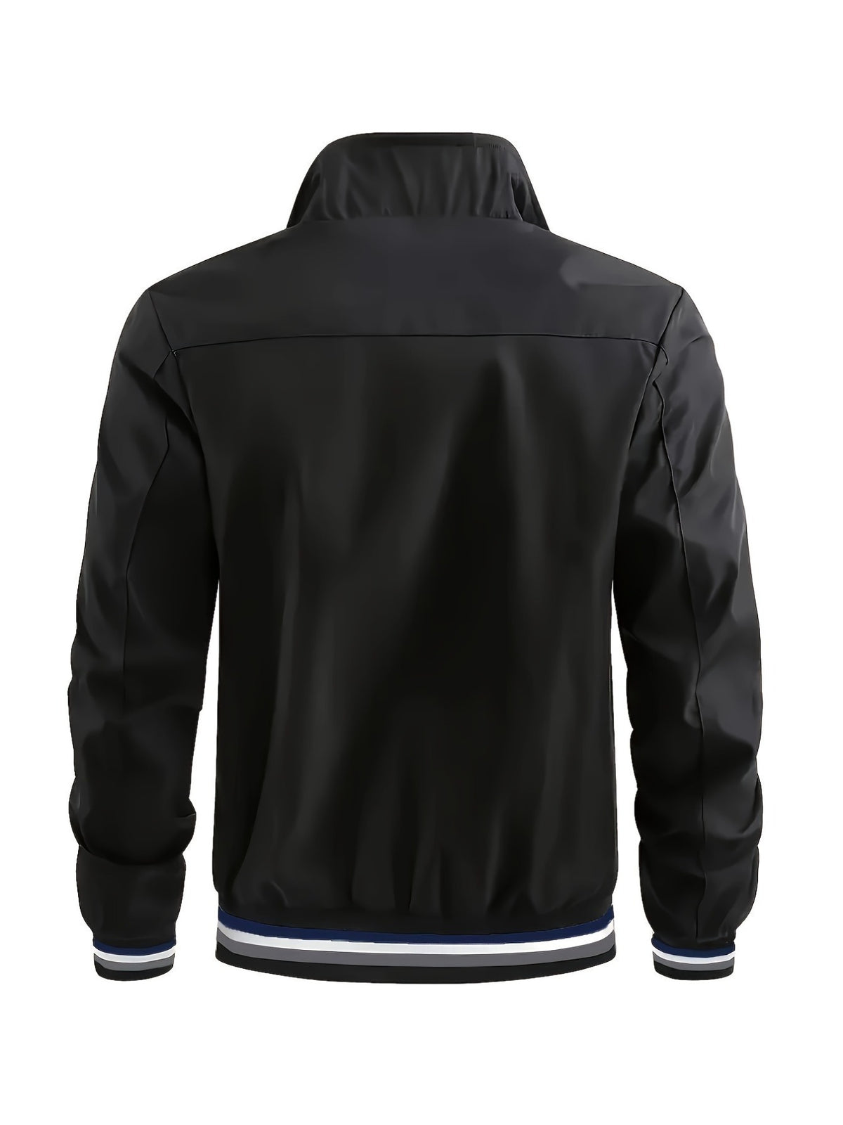 Lightweight Windproof Casual Coat with a Vintage Baseball Collar for Men, Inspired by Brooklyn, New York - Black