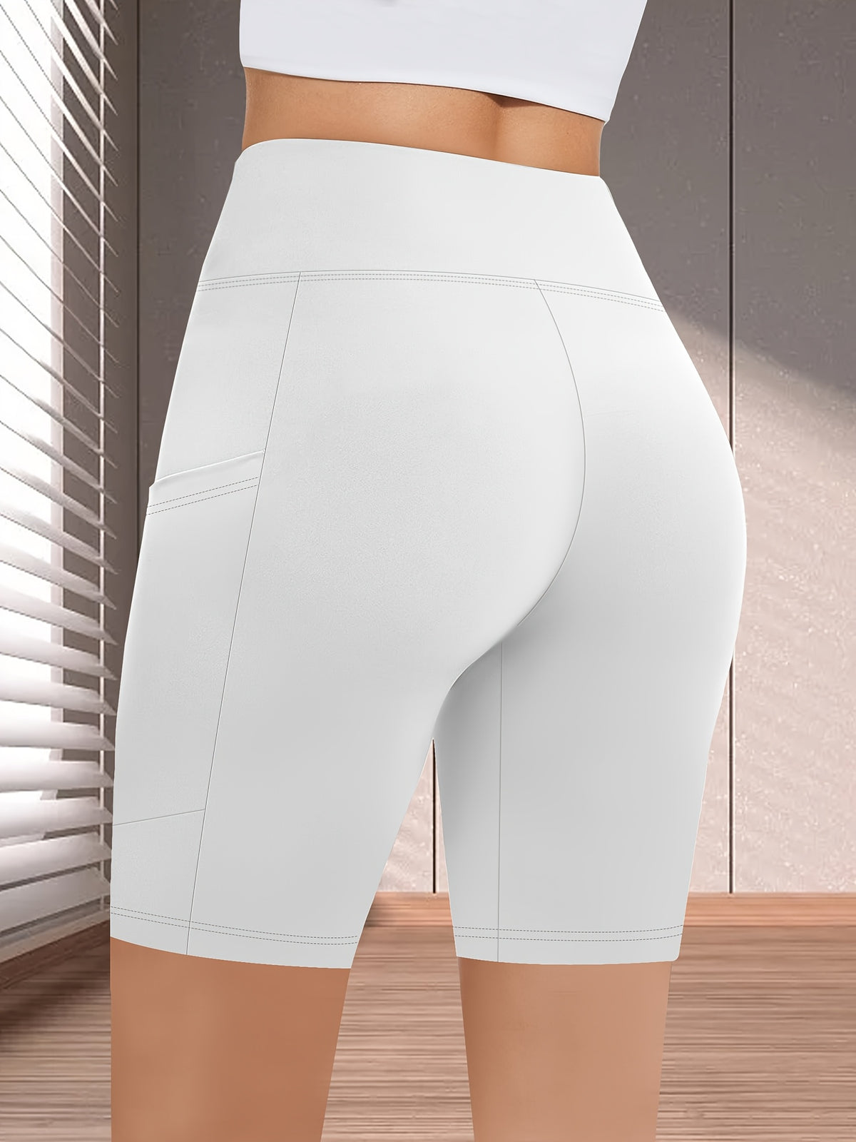 Summer Fashion High-Waist Capri Pants with Pockets - White