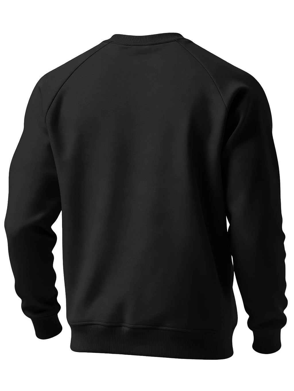 Men's New Autumn/Winter Casual Fitness Sports Thickened Crew Neck Raglan Sleeve Basic Long Sleeve Fashion Sweatshirt, 250g Brushed Fabric - Ink Black