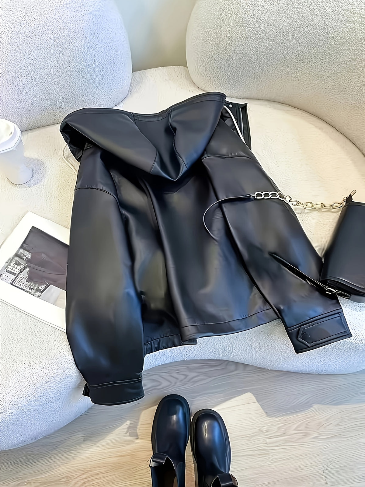 High-end Versatile Women's Hooded Jacket - Black