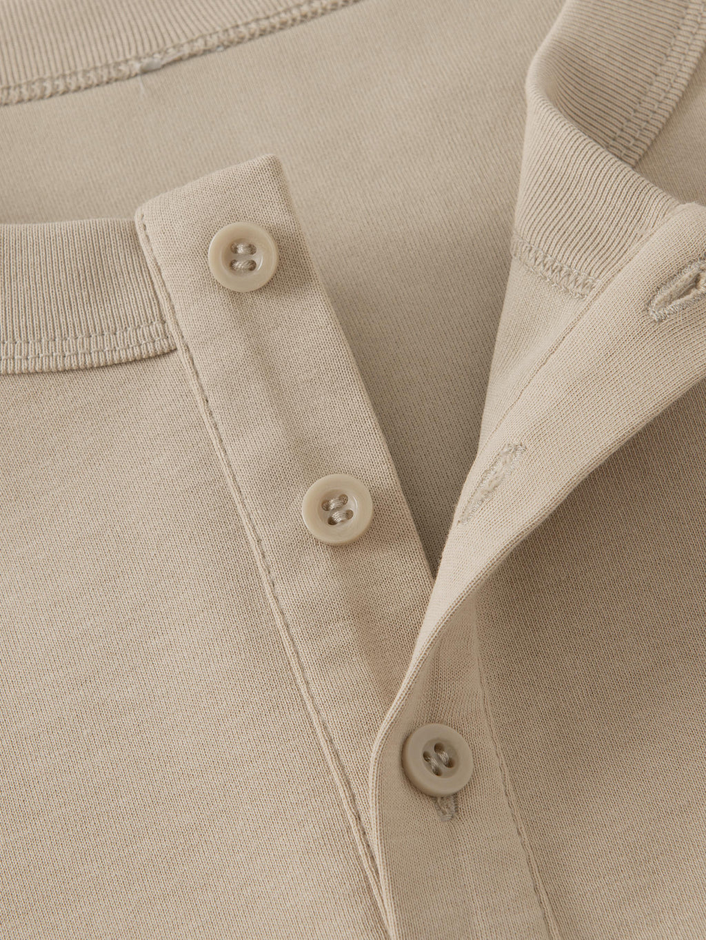 JEEP Men'S Henley Collar Half-Button T-Shirt Spring Autumn Blend Button-Up Long Sleeve Outdoor Casual All-Match Top - Sand Color