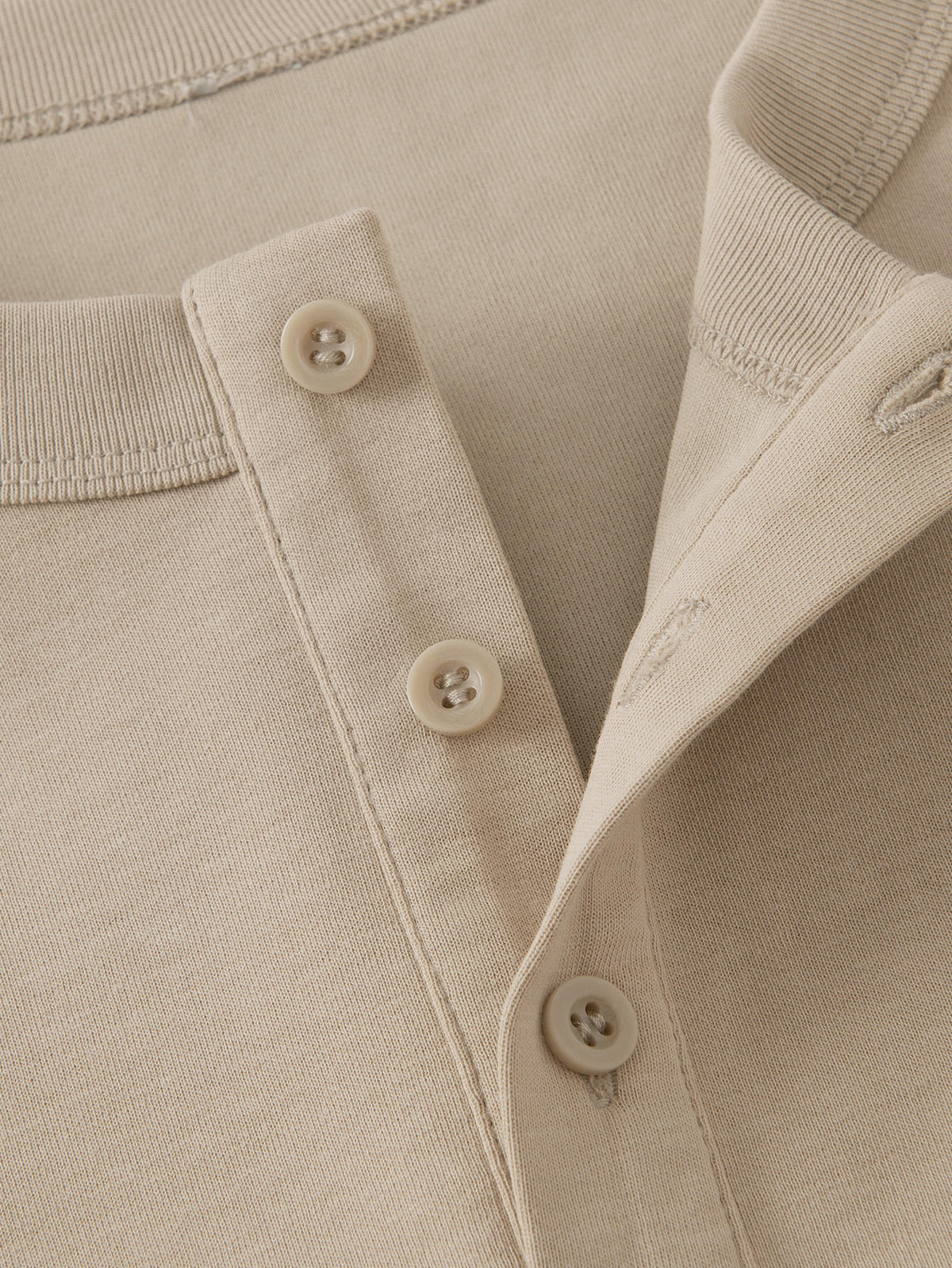 JEEP Men'S Henley Collar Half-Button T-Shirt Spring Autumn Blend Button-Up Long Sleeve Outdoor Casual All-Match Top - Sand Color
