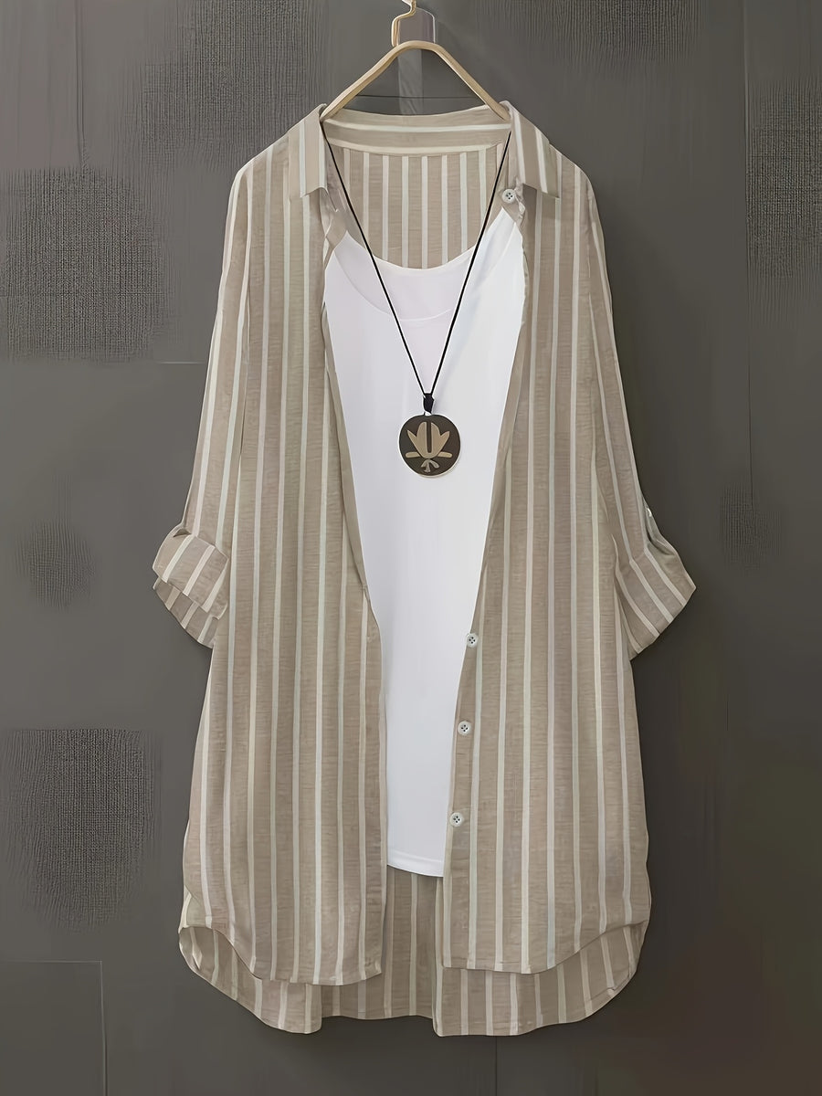 Targeted Development Women'S Long Sleeve Casual Striped Shirt, Suitable for Spring And Autumn - Multicolor