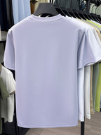 NERPOLO Men's Solid Color Short Sleeve T-Shirt - Round Neck Casual Summer Tee with Suitable for Middle-Aged, Regular Fit Breathable Shirt, Hand Washable Solid Color Round Neck Half-Sleeve Blouse for Casual Attire (No Transparency) - Taro Purple