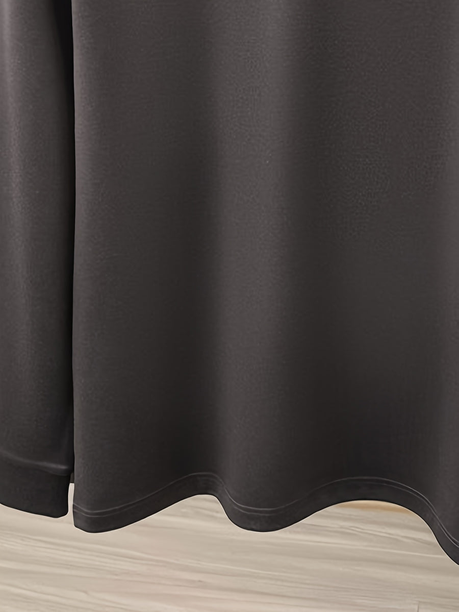 Men'S Lapel Long Sleeve Polo Shirt, 2-Button Design, Ribbed Polo Collar, Suitable for Commute And Casual Wear, Can Be Worn Inside Or Outside - Coffee Color