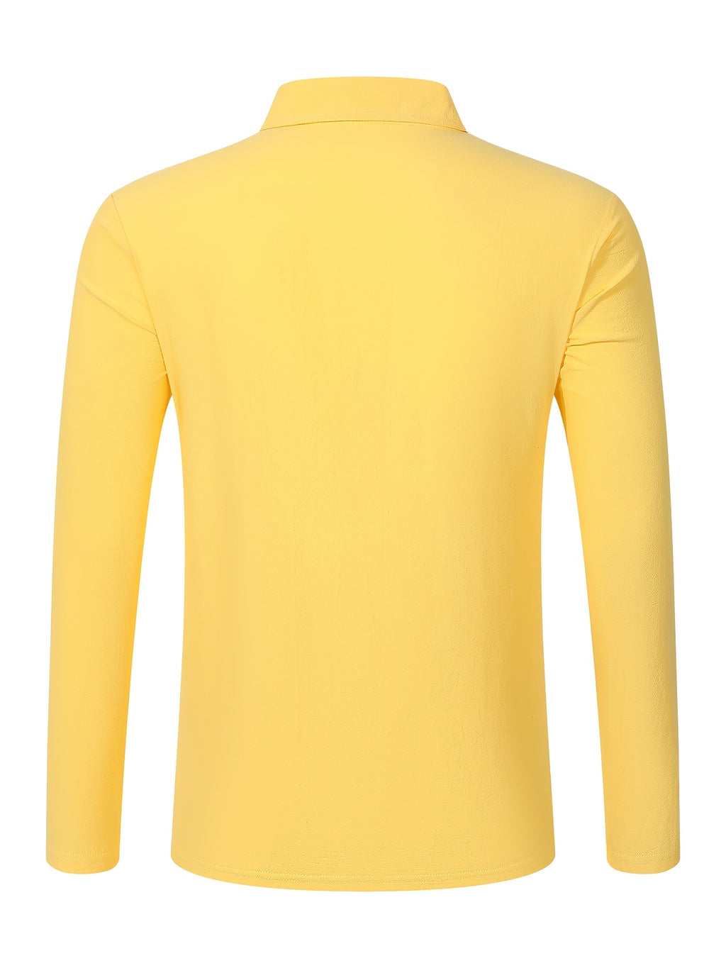 Autumn Men's Polo Shirt, Half-Button Henry Collar Long Sleeve Top with Simple Chest Pocket, Suitable for Business, Office, and Daily Wear - Yellow
